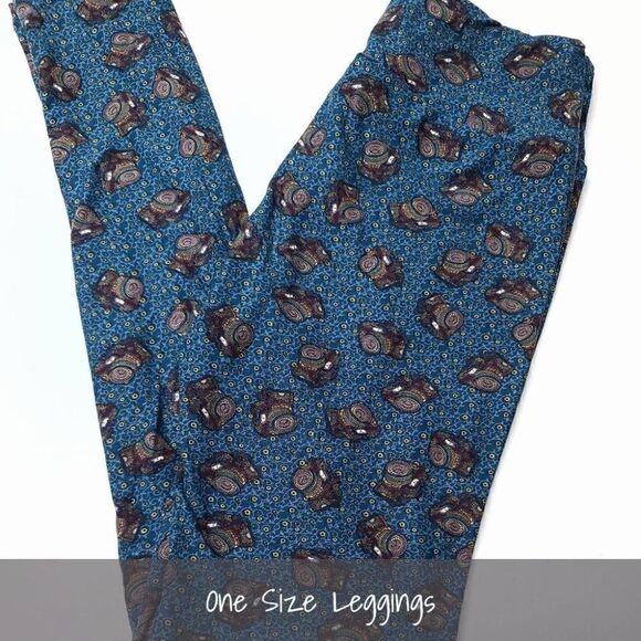 LuLaRoe OS Leggings Cameras Blue NEW - Picture 1 of 1